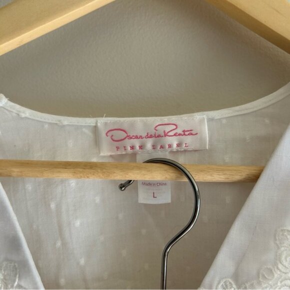 Vintage Oscar De La Renta Pink Label White Cotton Pajamas Set - Picture 6 of 13